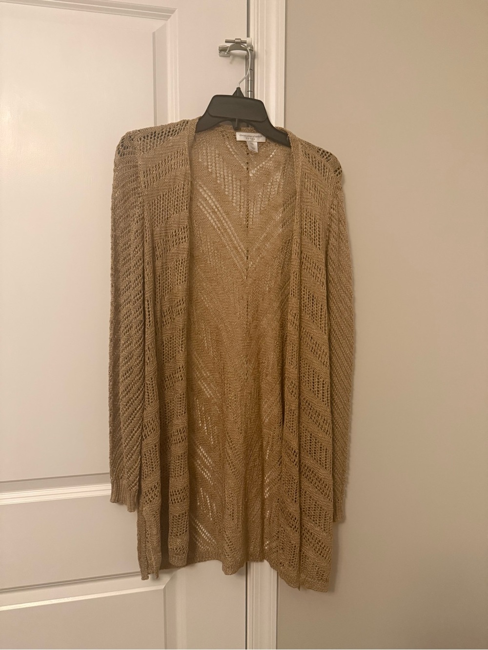 Christopher & Banks Open Knit Long Cardigan - Tan